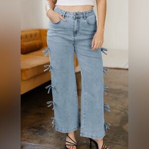 Side bow knot jeans
